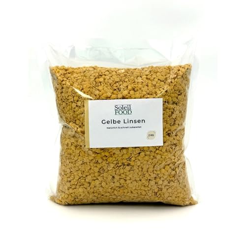 SoleilFOOD gelbe Linsen getrocknet Hülsenfrüchte Proteinquelle feinste Qualität (2 kg)
