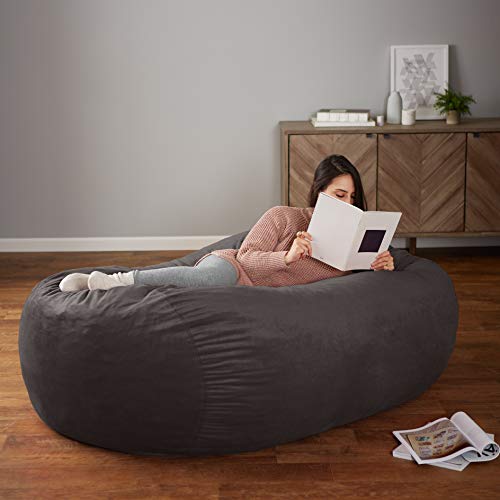 AmazonBasics Memory Foam Filled Bean Bag Chair with Microfiber Cover - 6', Gray - Thumbnail 2