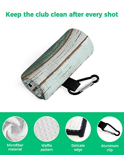 Golf Towel Vintage Farmhouse Wood Barn Waffle Pattern Towels With Carabiner Clip,Microfiber Golf Accessories Green Ombre Wooden Plank Club Cleaner Towel For Golf Bags #TOP3
