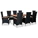vidaXL Mobilier à Dîner de Jardin 9 pcs et Coussins Ensemble de Salle à Manger d'Extérieur Table et Chaises de Patio Résine Tressée Noir