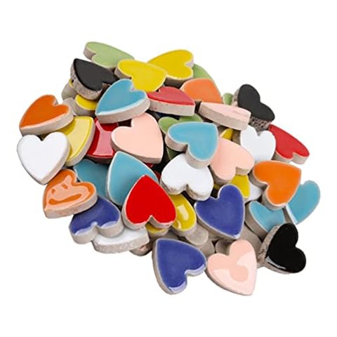 HEALLILY Mixed Colour Heart Shape Mosaic Tiles Cover