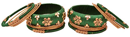 Image of NMII Get your traditions Valentine Gift for Girls & Women Silk Thread Bangle Set With Zircon For Womne & Girls