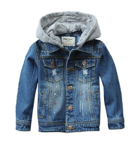 Kid Boys Girls Casual Hoodie Denim Jackets Long Sleeve Zipper Jeans Coat Button Down Cowboy Outwear