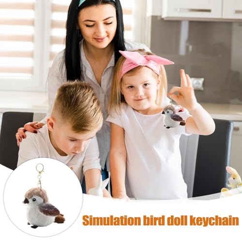 LearnLyrics Kuscheltier-Schlüsselanhänger, Süßes Vogelspielzeug - Realistischer Plüsch-Spatz-Schlüsselanhänger,Gefüllte Vogelspielzeuge, Tragbares Geldbörsenzubehör Für Schultaschen