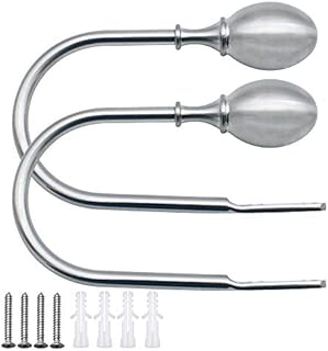 MZMing 2 Pack Curtain Holdbacks Pair Tieback Hooks Decorative Curtain Tie Back Hooks Wall Mounted Curtain Hold Back Metal Holdback Arms for Window Shower Curtain Tassel Drapery - Silver