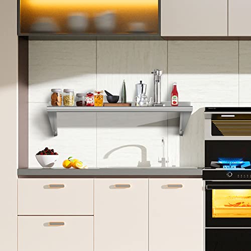 Hoccot Wall Stainless Steel Shelf 12 X 36”, Heavy Duty 270 Lb Metal Shelf, Commercial Wall Mounted Food Service Storage Rack Shelves For Kitchen, Restaurant, Food Truck, Garage, Laundry Room #TOP1