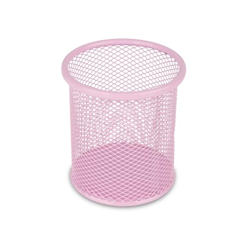 Trishi Mesh Pen Holder Stylish Pencil Holder for Office Desk Makeup Brush Organizer Multipurpose Metal Pen Holder for Study Table & Workstation | Pink