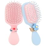 2 Pcs Girls Hair Brush, Cute Kids Hair Brush, with 2 Hairs Ties for Kids Boys Girls Women Wet Dry All Hairtypes, Travel Home (2 Colors)