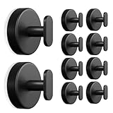 pickpiff Crochets à ventouse pour douche : cintre extra fort de 6,8 kg pour salle de bain, cuisine, porte, miroir, carrelage, verre – serviette, luffa, manteau, peignoir – Imperméable et antirouille, noir mat – Lot de 10