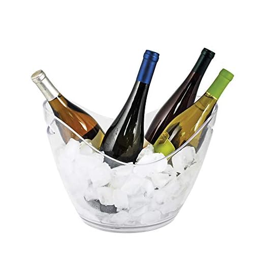 True Ice Bucket Holder Chilling Tub for Indoor and Outdoor Use, Holds 4 Wine Bottles, 10.25", Clear