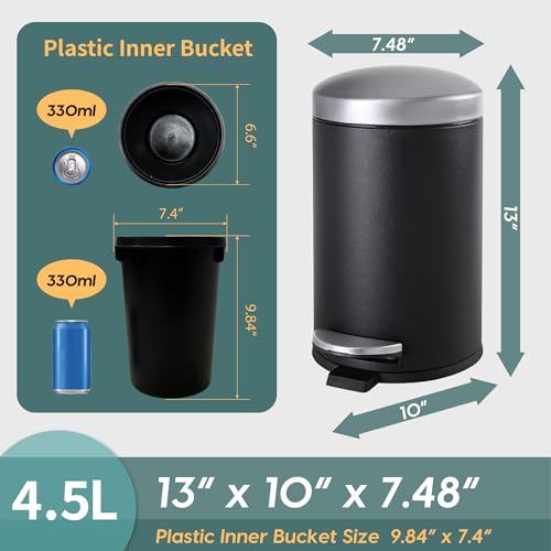 Caneca de basura redonda 4.5 litros con pedal miniatura 4