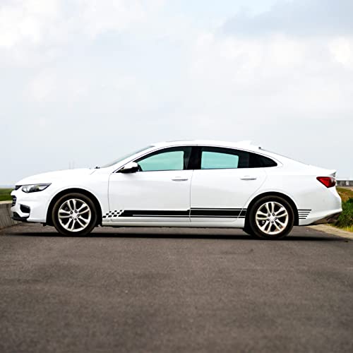 Ramuel Car Body Side Stripe Decal Racing Sport Stripes Stickers Lattice Graphic Vinyl Decals Door Panel Decal Car Sticker Universal For Car Suv Trucks Diy Decor Accessories (2Pcs Black) #TOP2