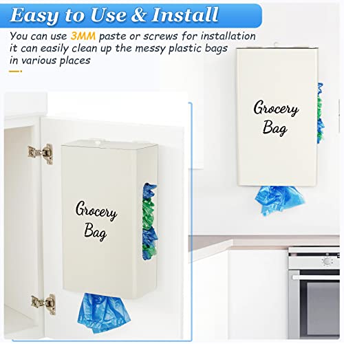 Jolensoy Grocery Bag Holder Plastic Bag Holder Wall Mount Trash Bag Holder Easy-Access Opening For Home Kitchen Organization (Ivory White) #TOP2