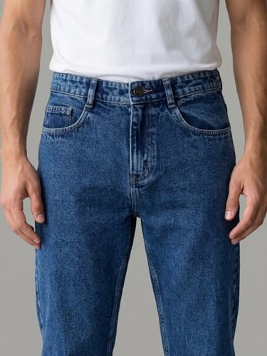 Image of Urbano Fashion Men's Relaxed Fit Washed Denim Jeans Non-Stretchable