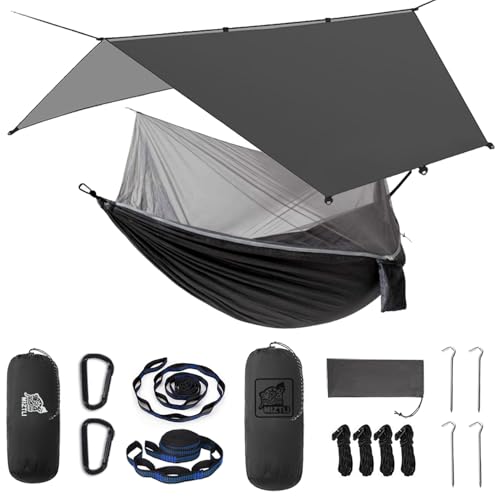 Miztli Camping Hammock with Net - Double & Single Hammock with Tree Straps