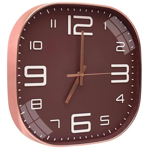 Image of TEKCOOL Plastic Analogue Wall Clock 12 inch Silent Quartz Decorative Wall Clock Non-Ticking Classic Clock Battery Operated Round Easy to Read for Room /Home /Kitchen /Bedroom /Office /School.Brown:-