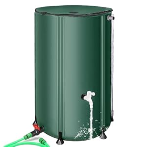 Rain Barrels to Collect Rainwater from Gutter, 100 Gallon Collapsible Rain Barrel for Garden/Outdoor, Portable Water Collection System Tank Storage Container with Two Spigots & Overflow Kit, Green