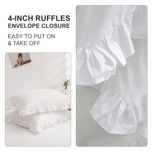 Ruffle Pillow Cases 2 PCS White, Elegant Victorian Ruffle Bedding Pillowcovers with Frilly Trim, Decorative Pillow Shams for Girls Bedroom - Cosy Home Interiors Ruffle Pillow Cases 2 PCS White, Elegant Victorian Ruffle Bedding Pillowcovers with Frilly Trim, Decorative Pillow Shams for Girls Bedroom - Image 6