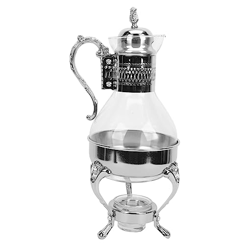 SHINEOFI Olla De Vidrio Pava Tetera Térmica Calefacción Servicio Teteras Para Hervidores Arriba Café Tetera Para Cafetera De Lujo Tetera Pequeña Tetera Calentable Aleación De Zinc Plata