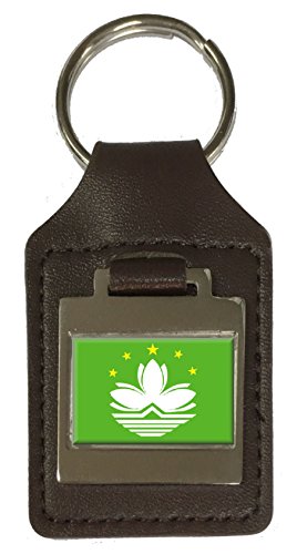 Porte-clés en cuir gravé drapeau Macao SAR : fini les trousseaux emmêlés