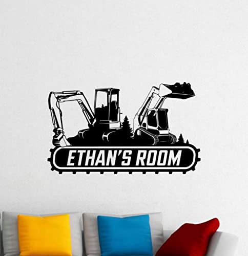 Excavator Wall Decal Vinyl Sticker Personalized Custom Name Wall Art Builder Excavator Logo Trailer Construction Truck Sign Boy Name Decor Car Decals Decor Kids Room Nursery Window Door Peel And Stick Decal Poster Print 1778 #TOP1