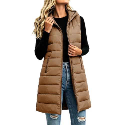 Lainyong Lightweight Puffer Vest Women Long Sleeveless Jackets with Pockets - image 4