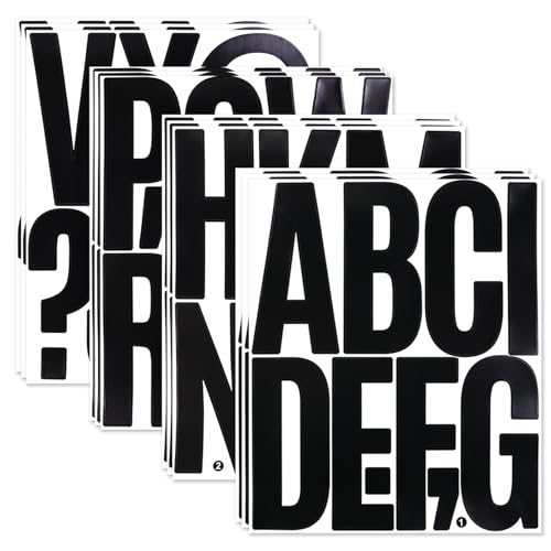 BINLINHONGO 114 Large Sticky Black Alphabet Stickers, 12 Sheets 5 Inch