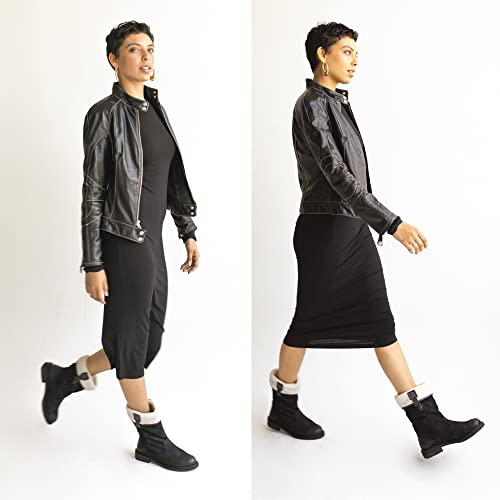 Vintage Foundry Co Women’s Trina Fashion Casual Suede And Faux Fur Snow Boots, Slip-On Zip, Round-Toe, Leather Rubber Outsole, Size 8 #TOP5