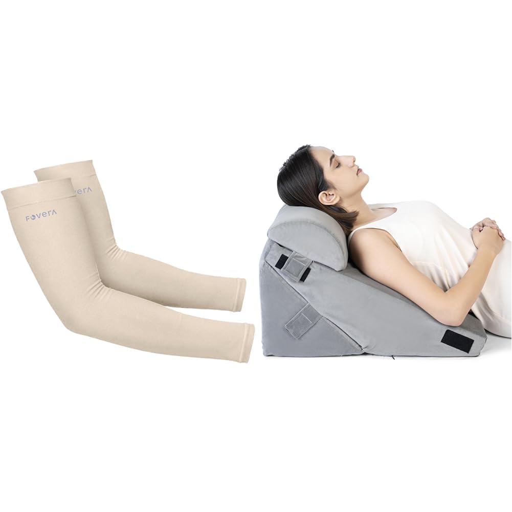 FOVERA UV Sun Protection Arm Sleeves for Men & Women – UPF 50+ Cooling Hand Cover for Biking, Cric | FOVERA Wedge Pillow Memory Foam with Head Rest, Adjustable Wedge Cushion for Back Support, Acid Re-picture-28