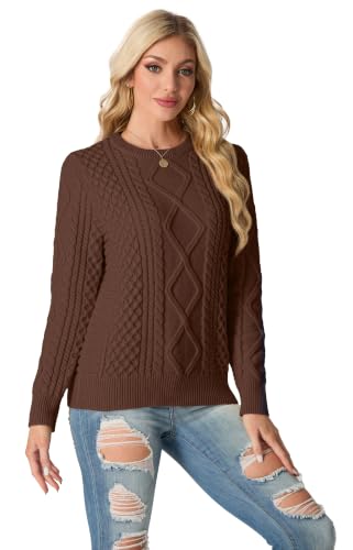Image of GRECERELLE 2026 Womens Fall Winter Long Sleeve Casual Pullover Sweater Tops | Crewneck, Cable Knit, Chunky, Vintage Style, Anti-static(XS-2XL)