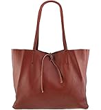  Freyday ORIGINAL Echtleder Shopper mit Innentasche in vielen Farben Schultertasche Henkeltasche (Dunkelrot)
