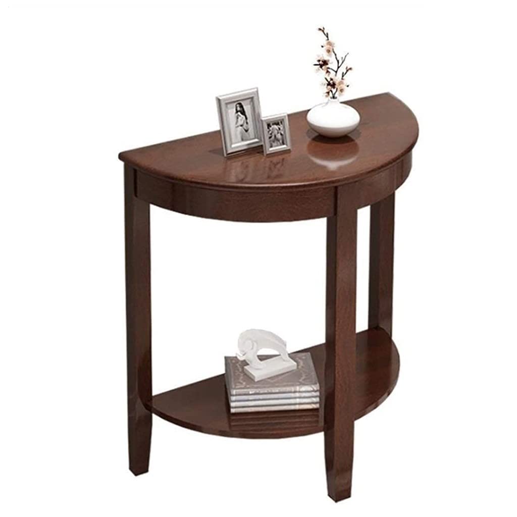 LIN HE SHOP Wood Half Moon Console Table,Vintage Console Table Sofa Side Table,Vanity Makeup Dressing Table,Home Furnishing Furniture Entry Way Console Table, Grey