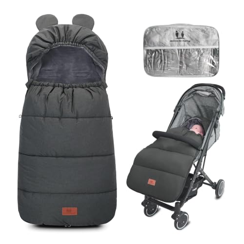 Miracle Baby Fußsack kinderwagen Fußsack Buggy mit Anti-Rutschschutz Dunkel Grau Universal Babyfußsack Winter Thermo-Fleece Wasserdicht und Wetterfest Fußsäcke
