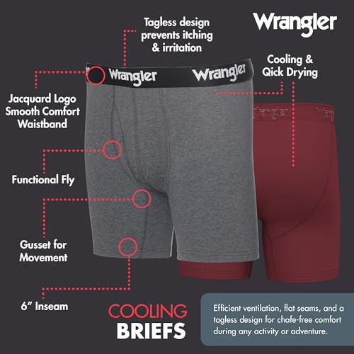 Wrangler Mens Cooling Boxer Briefs Dry Cool Mens Boxer Briefs Underwear Pack 64