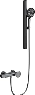 Grey Wall - Mounted Bathroom Bathtub Faucet with Hand Shower, 3 - Function Cold and Hot Water Supply