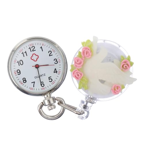 WESIEVYA ファッショナブルなナースウオッチ クリップ付き 懐中時計 大文字盤 簡単設定 医療用 伸縮可能 おしゃれ レディース 用