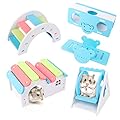 Hamster Toys 5 PCS Lovely Hamster Play Toys Hamster Rainbow Bridge Seesaw Swing House Seesaw Bucket Climb Play Toy Boredom Breaker Small Animal Exercise Toys DIY Cage Accessories For Small Pet