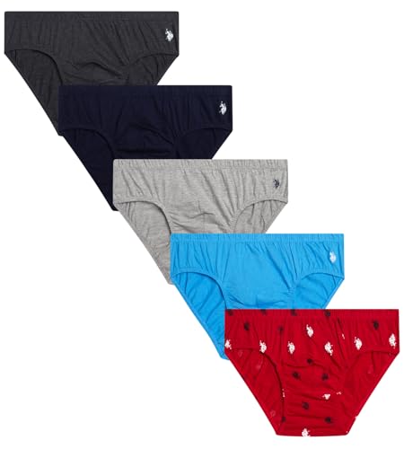U.S. Polo Assn. Men's Underwear - 5 Pack Low Rise Cotton Brief with Contour Pouch - Underwear Briefs for Men (Sizes: S-XL)