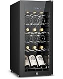 Feelfunn 18 Bottle Wine Cooler Refrigerator - Small Wine Fridge for Red, White, Champagne, Freestanding Wine Cellar with Glass Door & Digital Temperature Control for Home Bar, Office