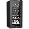 Feelfunn 18 Bottle Compressor Wine Cooler Refrigerator – Freestanding Wine Fridge with Glass Door & Digital Temperature Control, Wine Refrigerator for Red, White, Champagne or Sparkling Wine, Black