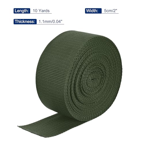 Image of MECCANIXITY Lightweight Polypropylene Webbing Strap 2 inch 10 Yard Backpack Strapping Band Army Green for Outdoor Luggage Cargo Straps