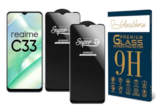 Image of GlassVerse 9H Gorilla Tempered Glass for Realme C33 (2023) | HD Clarity Screen Protector, Ultra Strong 9H Protection, Edge to Edge, Case Friendly, Hassle-less Installation Kit Included. (Pack of 2)