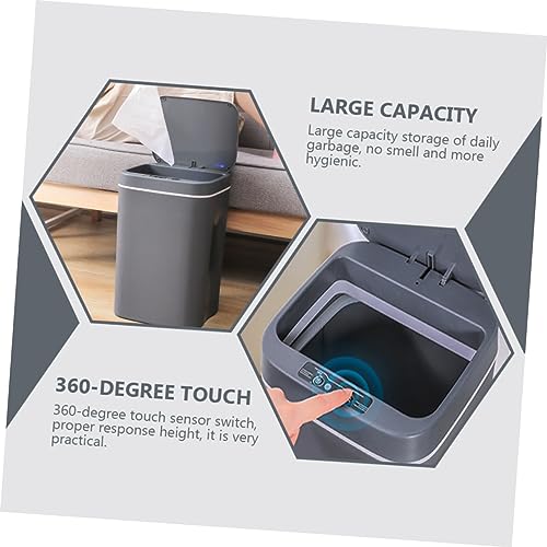 Caneca de basura automática gris rectangular 13 gal miniatura 4