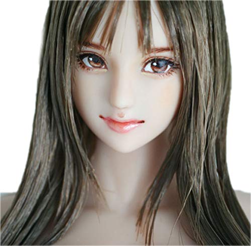 HiPlay 1/6 Scale Female Figure Head Sculpt, 100% Handmade & Customized Makeup, Anime Style, Beauty Charming Girl Doll Head for 12" Action Figure TBLeague/Obitsu/JIAOU CDH73 (White Skin)