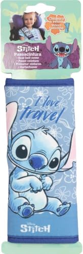 Tataway - Disney Auto-Sicherheitsgurt | Weich & Bequem für Kinder | Stitch-Grafik | Handwaschbar | Maße 9x29,5x3 cm, Stich, Kindersitz Zubehör
