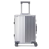Simcat Equipaje de mano de aluminio aprobado por aerolíneas, maleta ligera con bloqueo TSA y ruedas silenciosas, carcasa rígida, viaje de negocios, Silver, S-55cm-36L, moderno