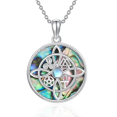 HUKKUN Collar de nudo de bruja, plata de ley, collar con colgante de nudo de bruja, piedra natal, nudo de bruja celta, regalo para mujer, Plata esterlina, desconocido