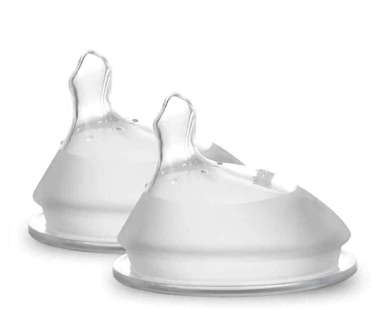 Haakaa Generation 3. Silicone Baby Bottle Nipples, Orthodontic, Anti-Colic, Wide Neck, 100% Medical Grade Silicone, Fit All Haakaa Baby Bottles, 2 PK (Size S (0-3 m))