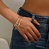 Dainty 14k Gold Cuff Bracelet for Women Thin Silver Geometry Bangle Fashion Open Adjustable Bracelet Minimalist Jewelry Accessories (Gold) #1