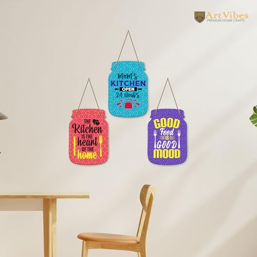 Image of Artvibes Mom's Kitchen Quotes Wall Hanger for Home Decor | Gifts | Wall Art | Decoration Wooden Hanging Items | Kitchen Wood Design | Quotes Decor Items | Decorative Artworks (WH 8905N)